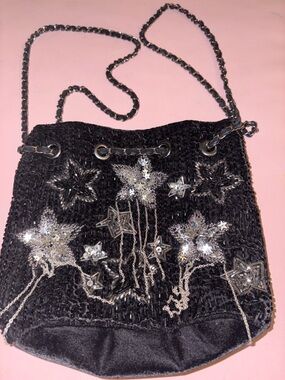 Idyllwind Black Beaded Bucket Bag